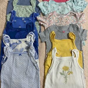 Carter's Girls Sleeveless Onesie Set - Blue, Mint, Yellow, Gray, White